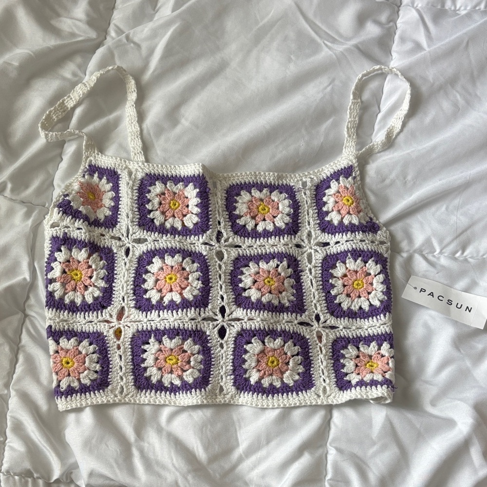 PacSun Multicolor Crochet Floral Top